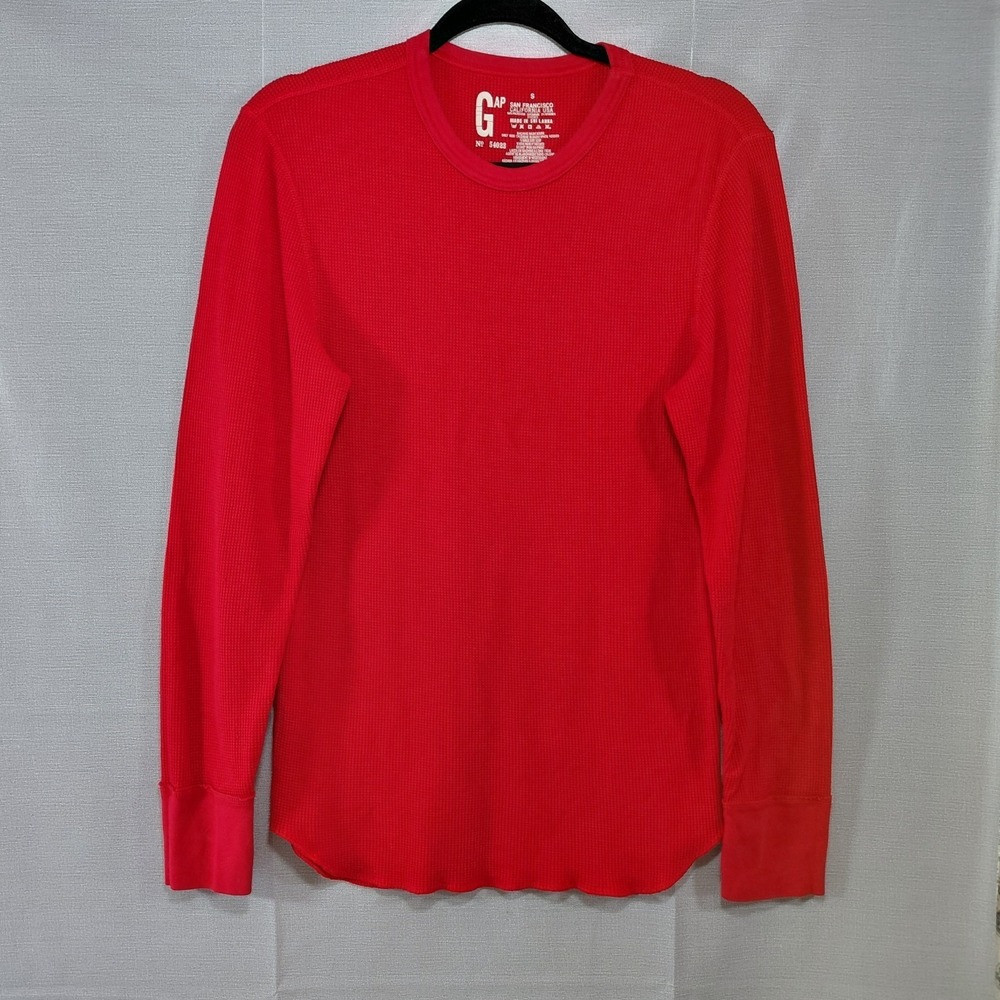 Gap Waffle Knit Long Sleeve Thermal Shirt Men's Small Red Tagless Outdoor Hiking